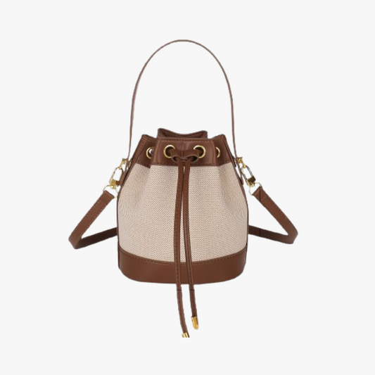 Oslen Canvas Bucket Bag — Lightweight Vegan Leather Trim Tote
