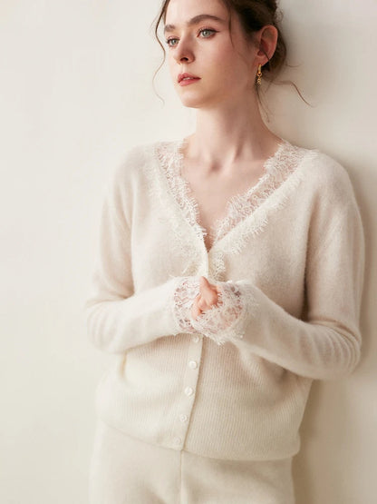 Sorrelis — Women's Cashmere Lace Cardigan for Layering