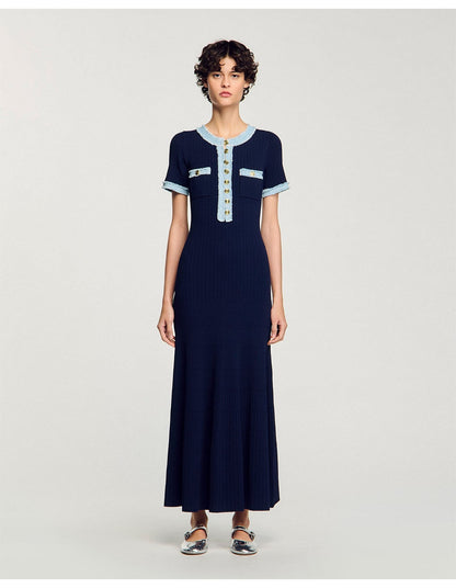 LumeLace™ Knit Denim Dress — Command Every Gaze with Effortless, Unstoppable Confidence