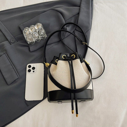 Oslen Canvas Bucket Bag — Lightweight Vegan Leather Trim Tote