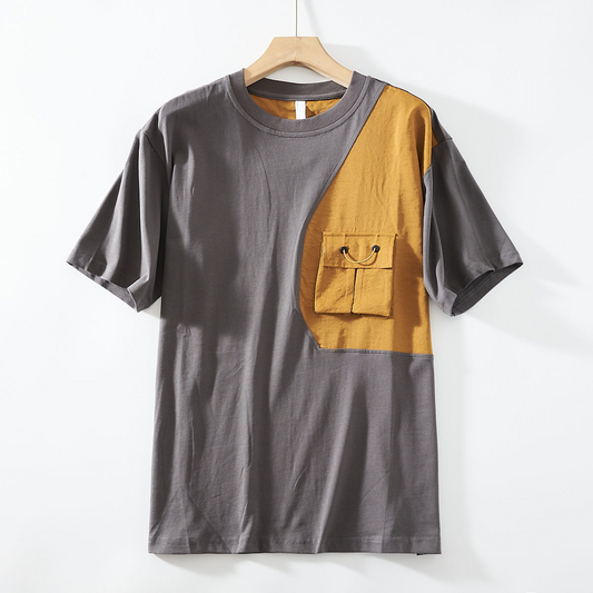 Elyon Tee — Modern Art Cotton Shirt with Cargo Chest Pocket