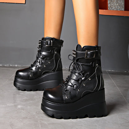 Liora — Gothic Platform Boots with Chunky Sole and Buckle Accents