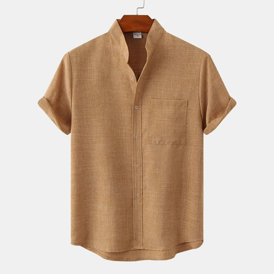 Linton — Lightweight Cotton-Linen Summer Shirt with Mandarin Collar