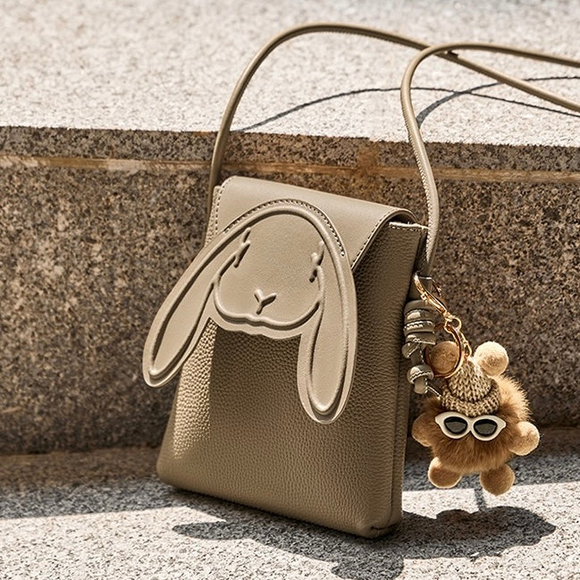 Liora — Women's Genuine Leather Mini Crossbody Phone Bag with Rabbit Design