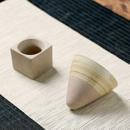 Lamara — Vintage Cone Shaped Ceramic Espresso Cups with Holder