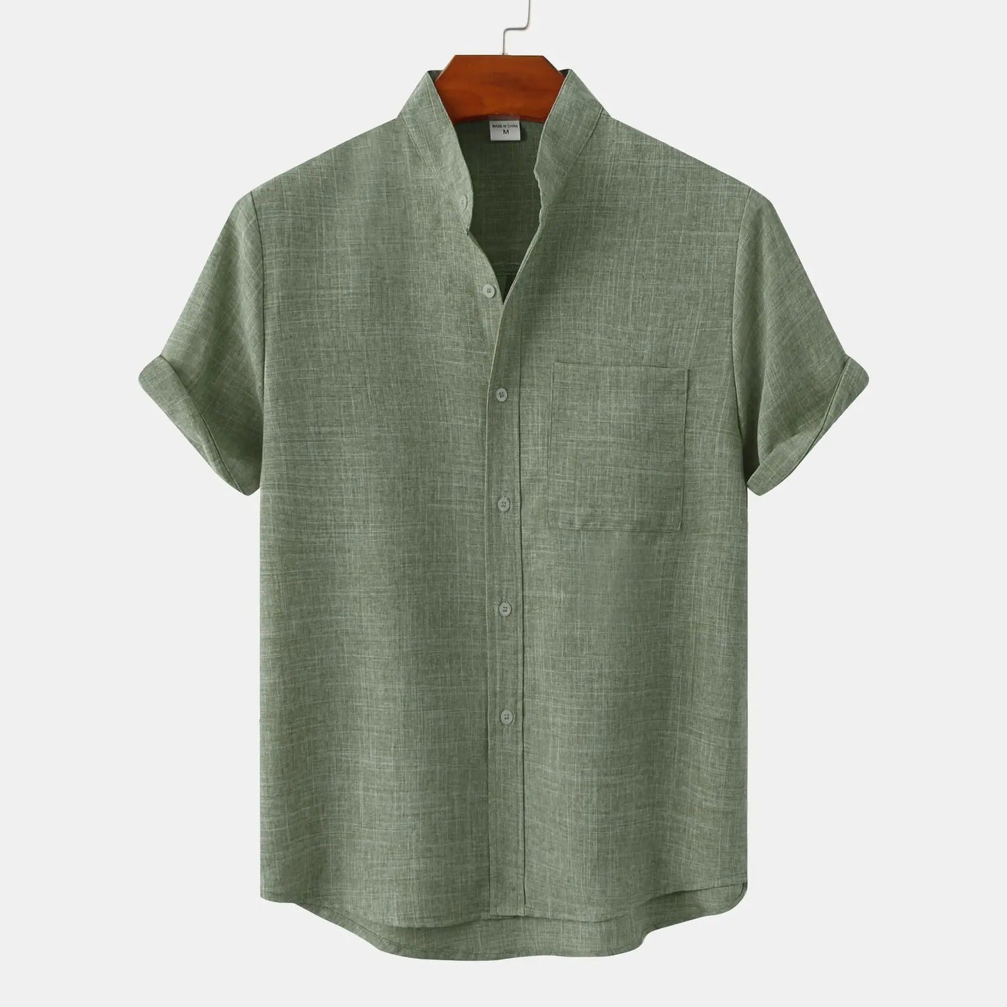 Linton — Lightweight Cotton-Linen Summer Shirt with Mandarin Collar