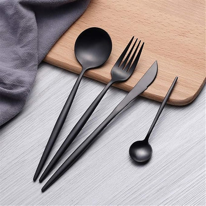 Aviaro Matte Black Cutlery Set — Durable Stainless Steel with Fingerprint-Resistant Finish