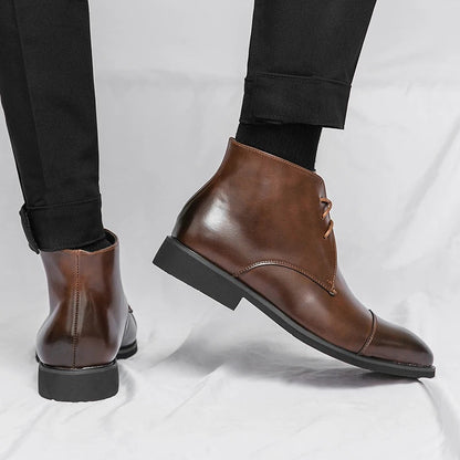 Marlowe — Men’s Polished Cap-Toe Dress Boots with Cushioned Comfort