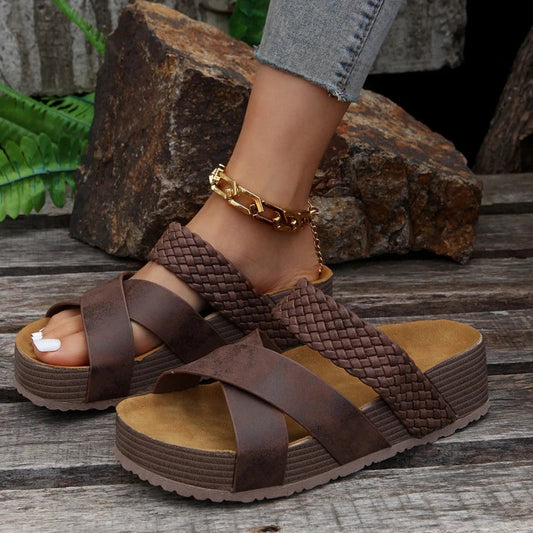 Norla — Braided Cork Platform Sandals with Cushioned Support