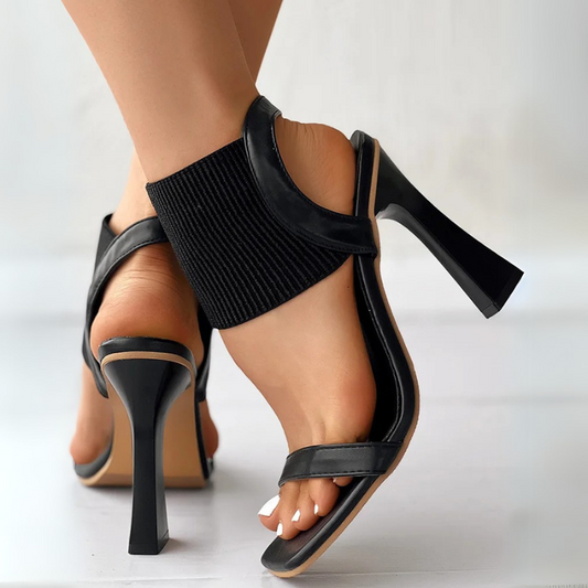 Arlenia Heeled Sandals — Comfortable Block Heel with Elastic Strap