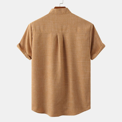 Linton — Lightweight Cotton-Linen Summer Shirt with Mandarin Collar