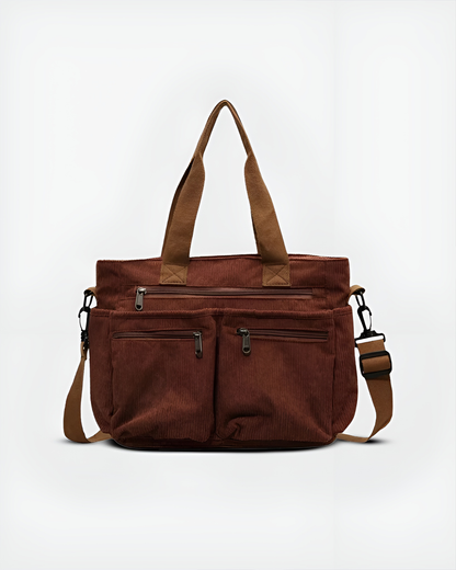 Lornell Cord Tote — Spacious Everyday Bag with Organized Storage