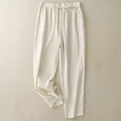 Elowen Linen Pants — Lightweight Breathable Pants with Adjustable Waist