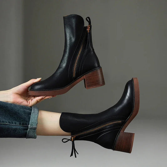 Elevon — Vegan Leather Ankle Boots with Double Side Zippers