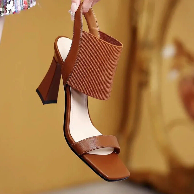 Arlenia Heeled Sandals — Comfortable Block Heel with Elastic Strap