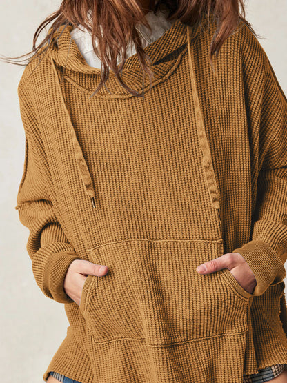 Soarion Waffle Hoodie — Oversized Soft Knit Pullover with Adjustable Hood