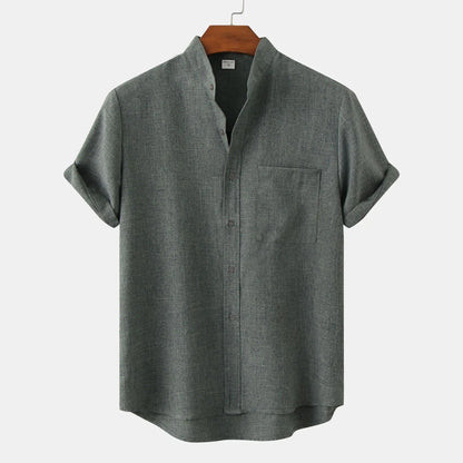 Linton — Lightweight Cotton-Linen Summer Shirt with Mandarin Collar