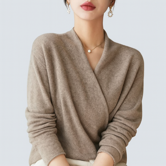 Lenora — Lightweight 100% Wool V-Neck Sweater with Relaxed Fit