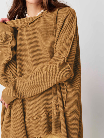 Soarion Waffle Hoodie — Oversized Soft Knit Pullover with Adjustable Hood