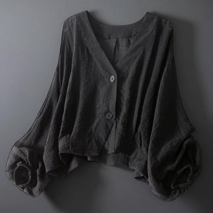 Liora — Soft Breathable Linen Blouse with Relaxed Batwing Fit