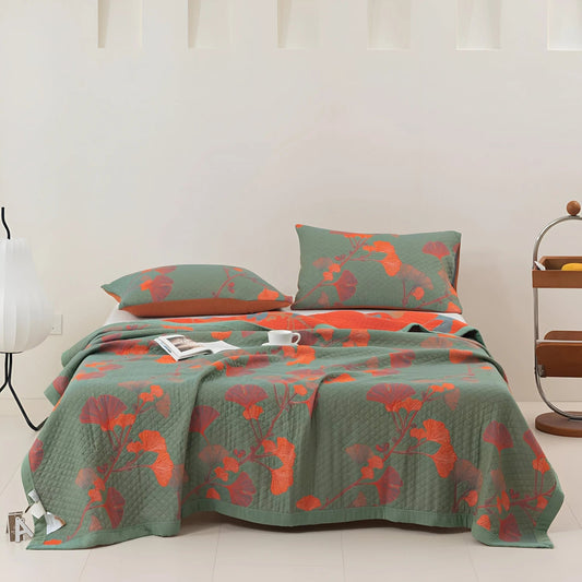 Elara — Reversible Botanical Cotton Quilt Bedding Set