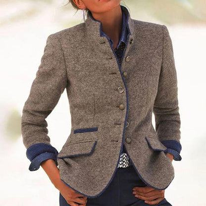 Elianor — Tailored Wool-Blend Jacket with Stand Collar