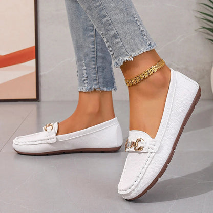 Ardenza — Women’s Slip-On Loafers with Gold Chain Accent for Spring & Autumn