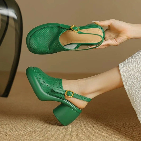 Liora — Breathable Hollow-Out Platform Sandals with Curved Heel
