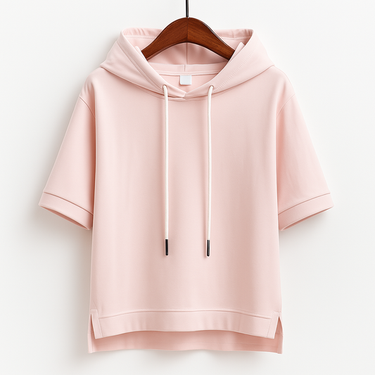 Fintan — Lightweight Short-Sleeve Cotton Blend Hoodie with Adjustable Hood