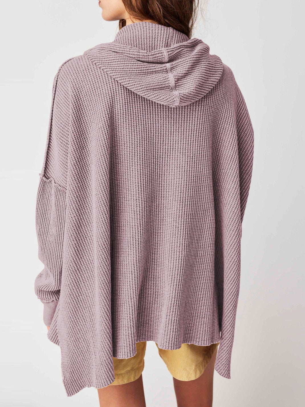 Soarion Waffle Hoodie — Oversized Soft Knit Pullover with Adjustable Hood