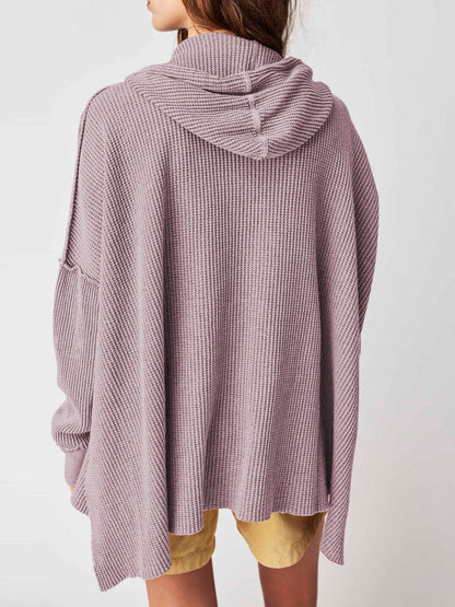 Soarion Waffle Hoodie — Oversized Soft Knit Pullover with Adjustable Hood