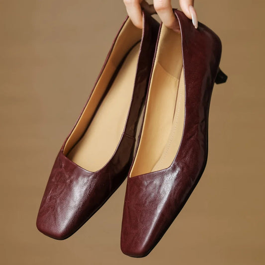 Alaris — Genuine Leather Kitten Heel Pumps with Cushioned Insole