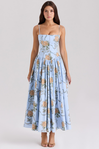 Norla — Cotton Midi Sundress with Vintage Rose Print