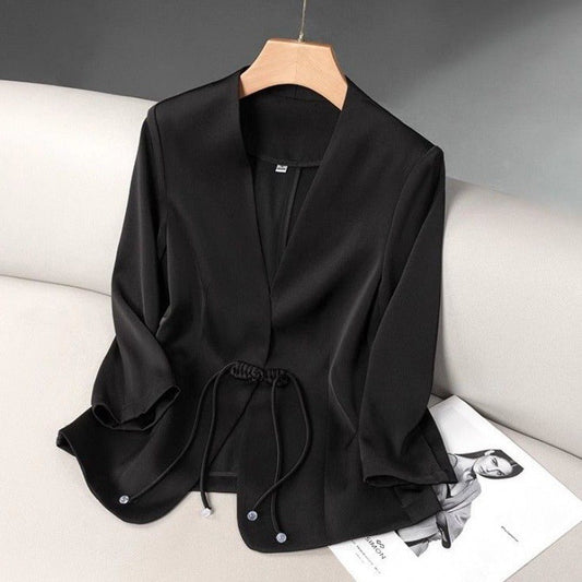 Selvi Jacket — Lightweight Cotton Blend Jacket with Knotted Closure