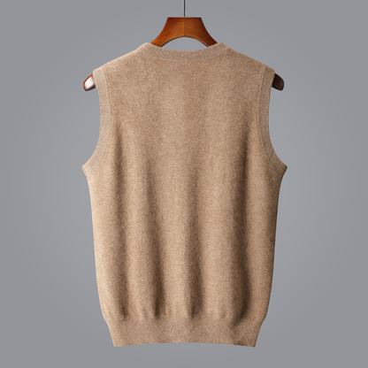 Lioren — Pure Cashmere V-Neck Vest with Tailored Fit