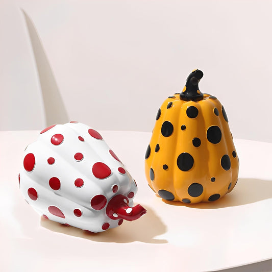 Liora — Polka Dot Resin Pumpkin Decor with Glossy Finish