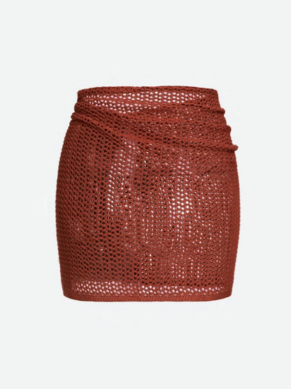 Elira Sheer Mesh Skirt — Lightweight Beach Cover-Up with Adjustable Tie