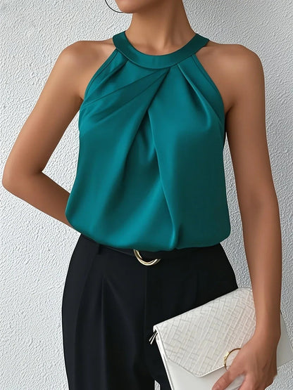 Liora — Women's Elegant Sleeveless Blouse with Halter Neckline