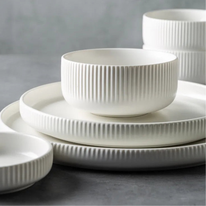 Caldara — Ribbed Ceramic Dinnerware Set with Matte Finish
