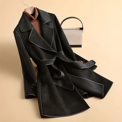 Sorrenna Cashmere Coat — Soft Blend with Adjustable Waist Belt for Warmth