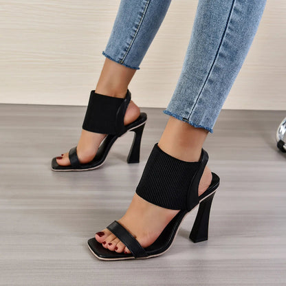 Arlenia Heeled Sandals — Comfortable Block Heel with Elastic Strap
