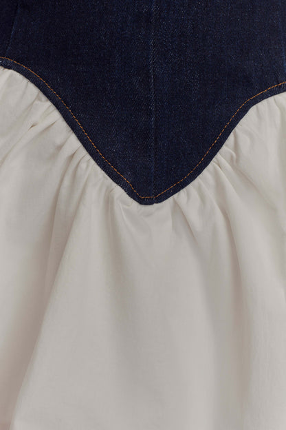 Zentara Denim Cotton Mini Dress - Indigo Blue