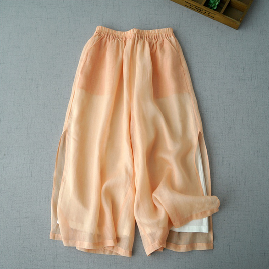 Alora Breeze — Lightweight Cotton-Linen Pants with Side Slits