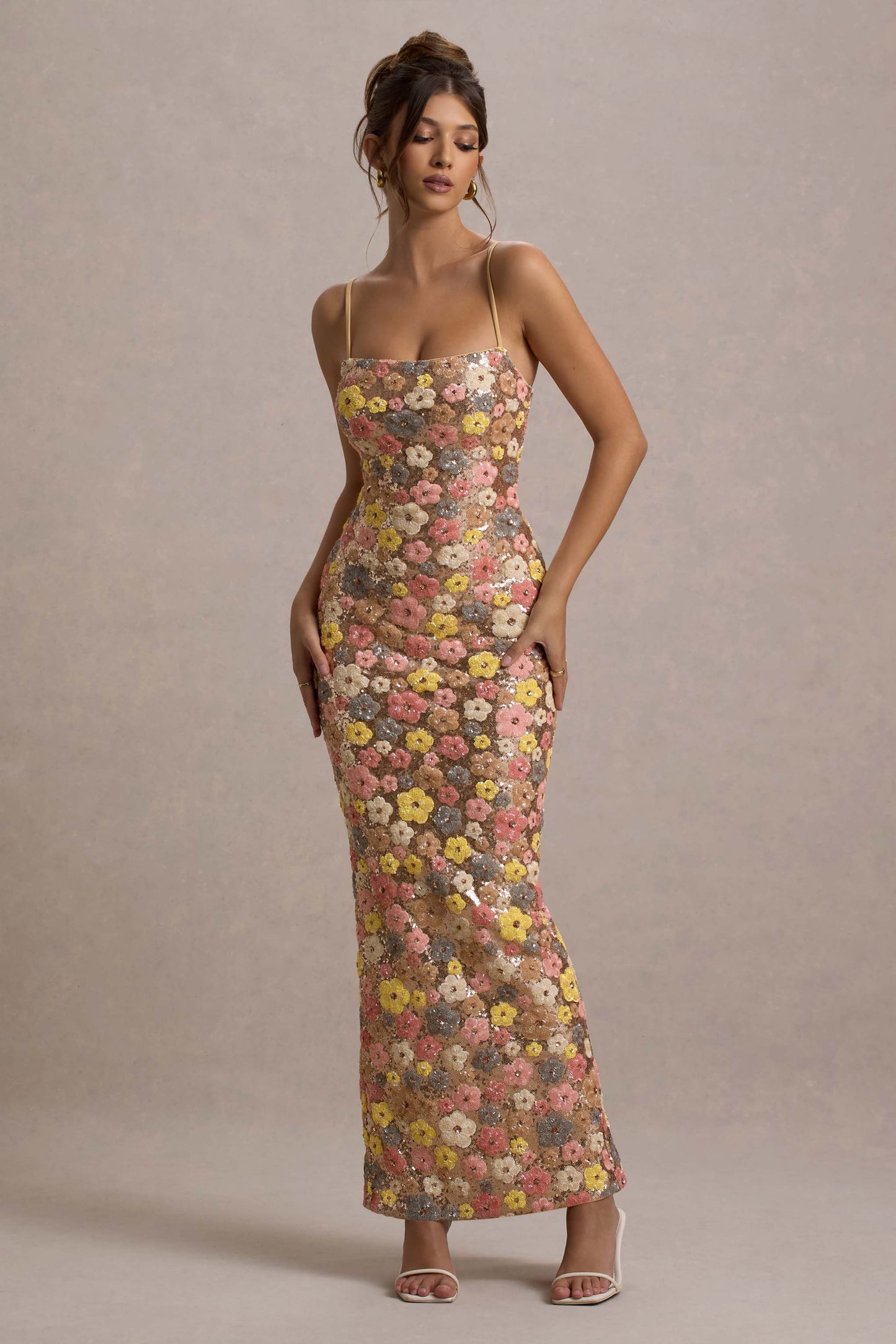 Norla Dress — Lightweight Strapless Floral Midi Dress with Lace-Up Back