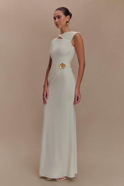 Zentara Slinky Maxi Dress With Hardware - Ivory