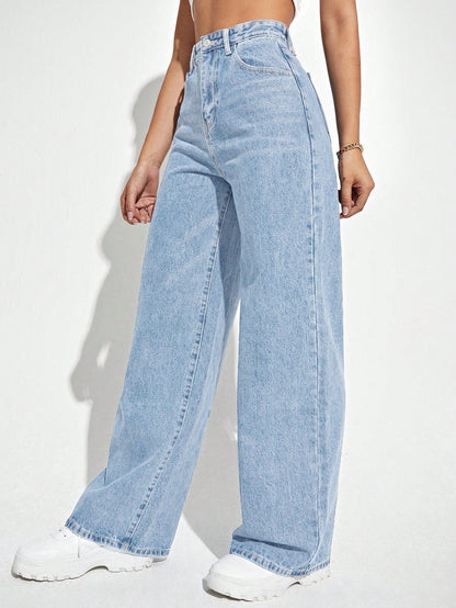 Marlenox — High-Rise Wide-Leg Denim Jeans with Soft Wash Finish