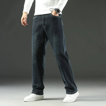 Levaro — Men's Relaxed Straight-Leg Vintage Wash Jeans