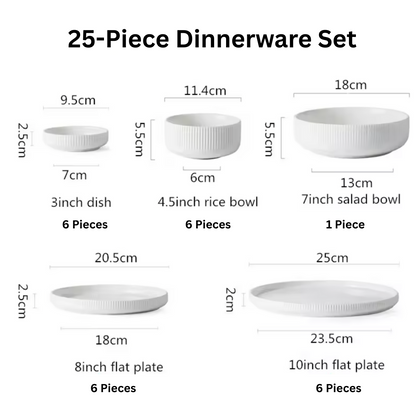 Caldara — Ribbed Ceramic Dinnerware Set with Matte Finish