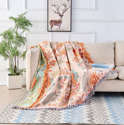Liora — Lightweight Reversible Cotton Throw Blanket with Bohemian Design