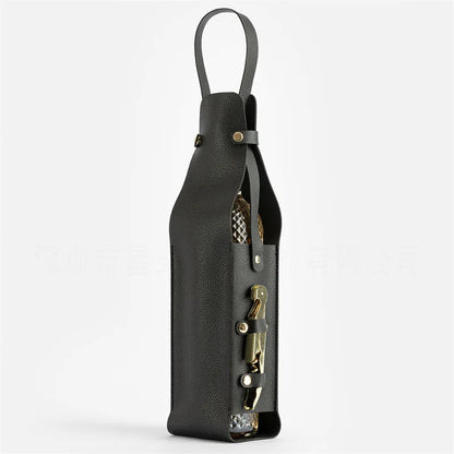 Lyricis Leather Bottle Carrier — Genuine Leather Holder with Snap Closure